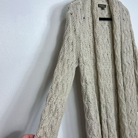 Tommy Bahama Linen Cotton Open Front Cardigan Sweater In Oatmeal Size M - Picture 2 of 9